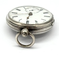 JW 1888 London Antique Pocket Watch Sterling Silver Key Wind White Dial