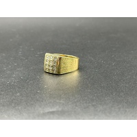 Mens 18ct Yellow Gold Diamond Ring