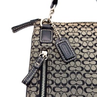 COACH Signature Canvas Leather Swingpack Crossbody Bag Black Grey Small + COA