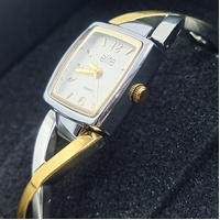 Elite 5088303 Ladies Two Tone Quartz Rectangular Bracelet Watch With Tin