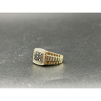 Mens 10ct Yellow Gold Diamond Ring