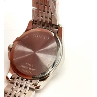 Gucci G-Timeless 126.5 26mm Ladies Watch YA1265007 Brown Dial Steel Bracelet