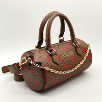 GUESS Anessa Cocoa Barrel Bag Crossbody Logo Print With Strap Tags