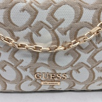Guess Newport Cream Multi Shoulder Bag Handbag Logo Print MG143804