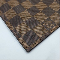 Louis Vuitton Damier Ebene Zipper Pouch Brown Checkered Red Interior