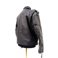 Vintage FMC Heavy Leather Biker Jacket Mens 48 Black Double Rider Moto