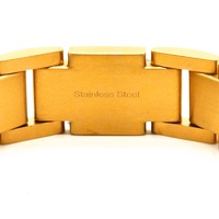 GUESS Frontier Mens Gold Plated Stainless Steel Crystal Flat Chain Bracelet 19cm