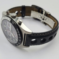 Tissot PRS 516 Men's Quartz Chronograph Watch Black Dial Leather Strap