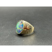 Mens 9ct Yellow Gold Opal Ring