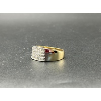 Mens 9ct Yellow Gold Diamond Band Ring