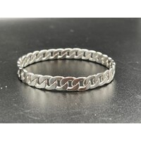 Unisex Sterling Silver Curb Link Round Bangle (Brand New)