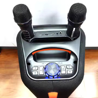 Portable Karaoke BT Speakers with Mic HIFI Subwoofer LED Light PA Speaker Black