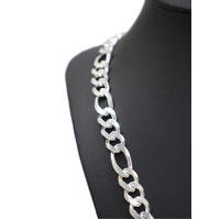 Solid Sterling Silver 925 Heavy Figaro Link Chain Necklace Multiple Sizes [Size: 60cm x 1.0cm (86.5g)]
