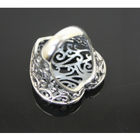 Shiny Heart Shaped Ajoure Sterling Silver Designer Ring 11.6 Grams [Size: 7/54]