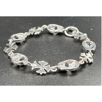 Unisex Sterling Silver Skull & Cross Bracelet (Brand New)