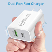 20W DUAL USB-C USB-A Type C PD Fast Wall Charger Adaptor QC3.0 For Android iPhone iPad [Option: Charger + 1m iPhone Cable]