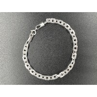 Ladies 925 Sterling Silver Fancy Link Longer Bracelet NEW
