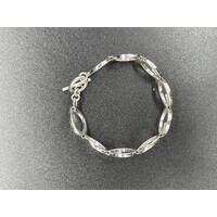Ladies 925 Sterling Silver Fancy G Link Bracelet NEW