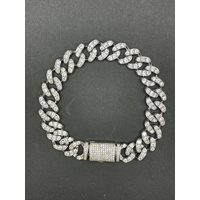 Unisex 925 Sterling Silver Iced Cuban Link Bracelet (NEW)
