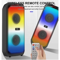 DJ Powered Karaoke Party Bluetooth Super Bass Dual 8 Inch 60W Speaker RGB Light