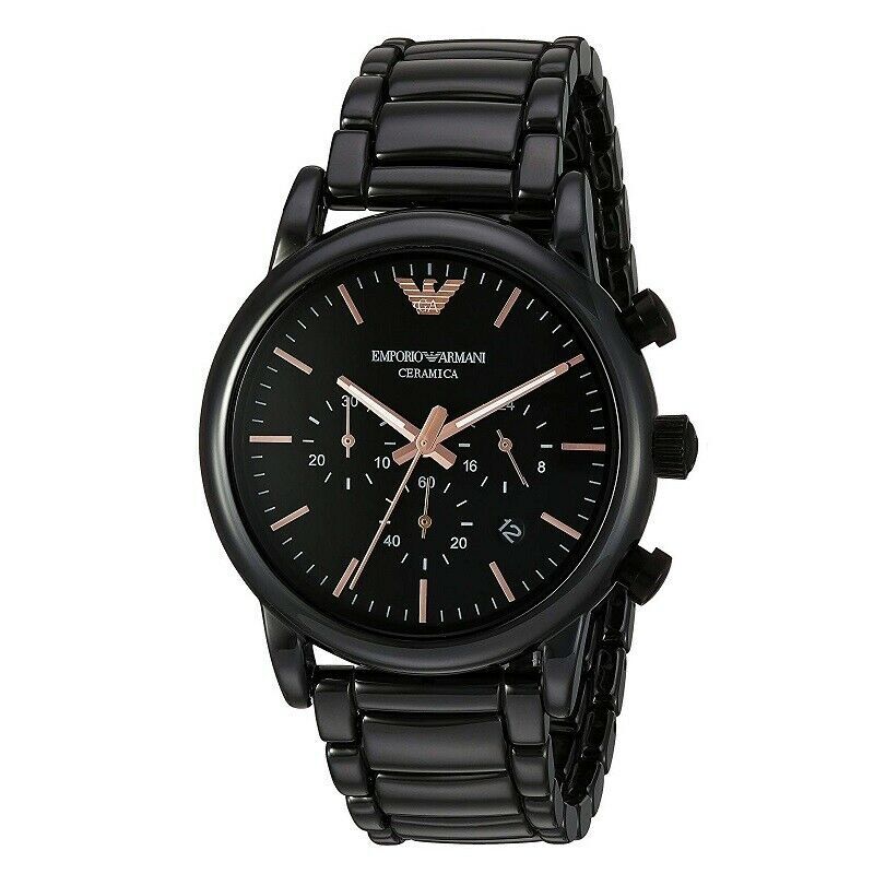 Emporio Armani Luigi 43mm Dial Men's Black Ceramic Quartz Watch AR1509