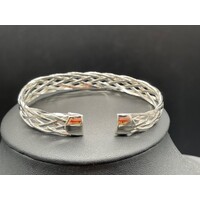 Unisex Sterling Silver Braided Cuff Bangle (Brand New)