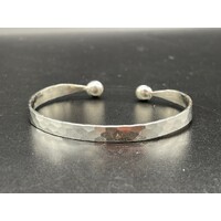 Unisex Sterling Silver Textured Cuff Bangle (Brand New)