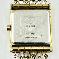 Guess W0140L2 Ladies Silk Silver Pearl Charm Watch Gold Tone Dial