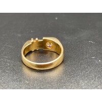 Mens 18ct Yellow Gold Round Single Diamond Ring (Pre-Owned)
