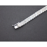 Ladies 18K Solid White Gold Bracelet with Cubic Zirconia 19.1g Fine Jewellery