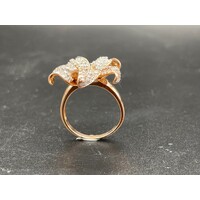 Ladies 14ct Rose Gold Diamond Flower Ring (Pre-Owned)