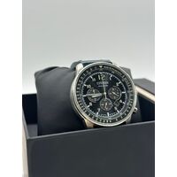 Citizen Chronograph Eco-Drive CA4500-83E Mens Black Dial Silver Leather Watch