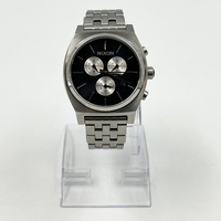 Nixon Synchronicity Time Teller Chrono Quartz SS Watch Black Dial
