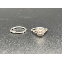 Ladies Solid 14k White Gold Diamond Ring Set Fine Jewellery Size UK K