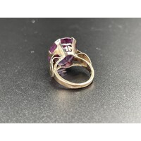 Ladies 9ct Rose Gold Purple Gemstone Ring (Pre-Owned)