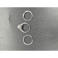 Ladies Solid 14ct White Gold Diamond Fine Jewellery Ring Set 4.7 Grams Size UK O