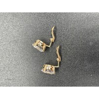 Unisex 9ct Yellow Gold CZ Clip On Stud Earrings (Pre-Owned)