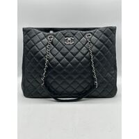 Chanel Classic CC Shopping Tote Quilted Calfskin Large Handbag Black A91046 