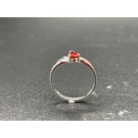 Ladies Solid 9ct White Gold Red Gemstone Ring High-Quality Fine Jewellery