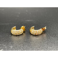 Ladies 18ct Yellow Gold CZ Earrings (Pre-Owned)