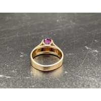Ladies 9ct Yellow Gold Purple Gemstone Ring (Pre-Owned)