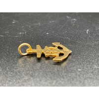 Unisex 21ct Yellow Gold Anchor Pendant (Pre-Owned)