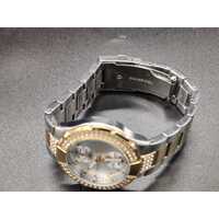 Guess Waterpro Pave Silver Gold Two Tone Womens Stainless Steel Analog Watch 