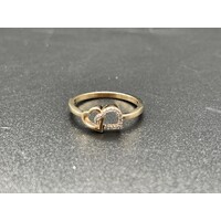 Ladies 10ct Yellow Gold Double Heart Ring (Pre-Owned)