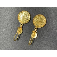 Ladies 21ct Yellow Gold Coin Dangle Earrings (Pre-Owned)