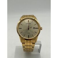 Citizen Unisex Gold Tone Stainless Steel Case Gold Band Watch 50m WR 