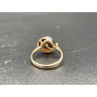 Ladies 14ct Yellow Gold Black Pearl Ring (Pre-Owned)