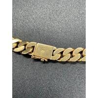 Mens 18ct Yellow Gold Diamond Cut Curb Link Necklace (Pre-Owned)