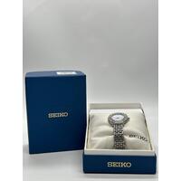 Seiko Tressia Solar Stainless Steel Bracelet Dress Watch Mother of Pearl Dial