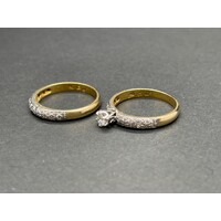Ladies 18ct Yellow Gold Diamond Wedding Ring Set (Pre-Owned)